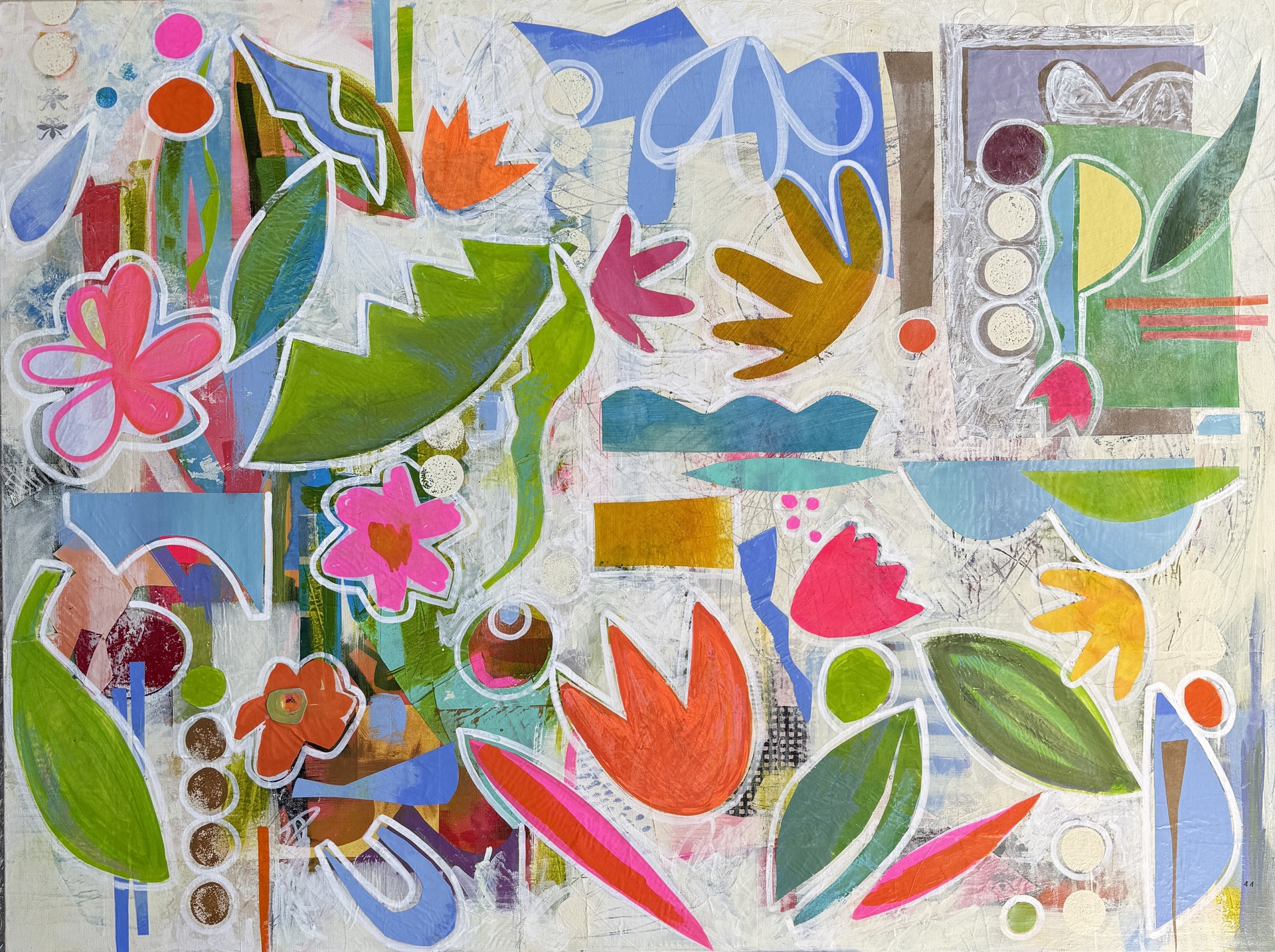 Kathy Dunaway, Color Arguing With Shape, 2026. Mixed media on canavs, 36 x 48. $2300 Kathy Dunaway, Color Arguing With Shape, 2026. Mixed media on canavs, 36 x 48. $2300