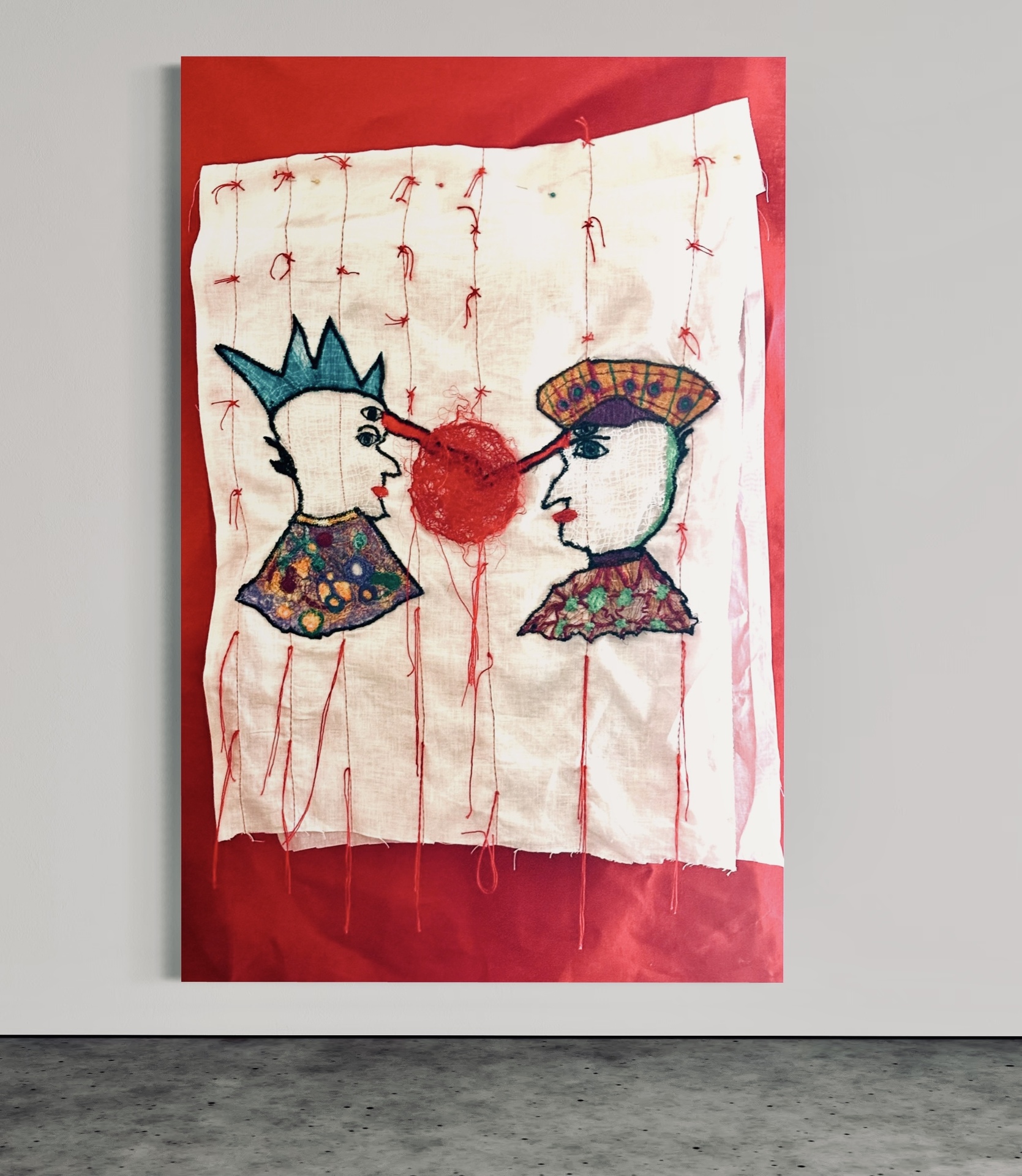 Marianna Baker, Oligarch Therapy on Planet Drion, 2025. Fiber art, 36 x 26. $1000 Marianna Baker, Oligarch Therapy on Planet Drion, 2025. Fiber art, 36 x 26. $1000