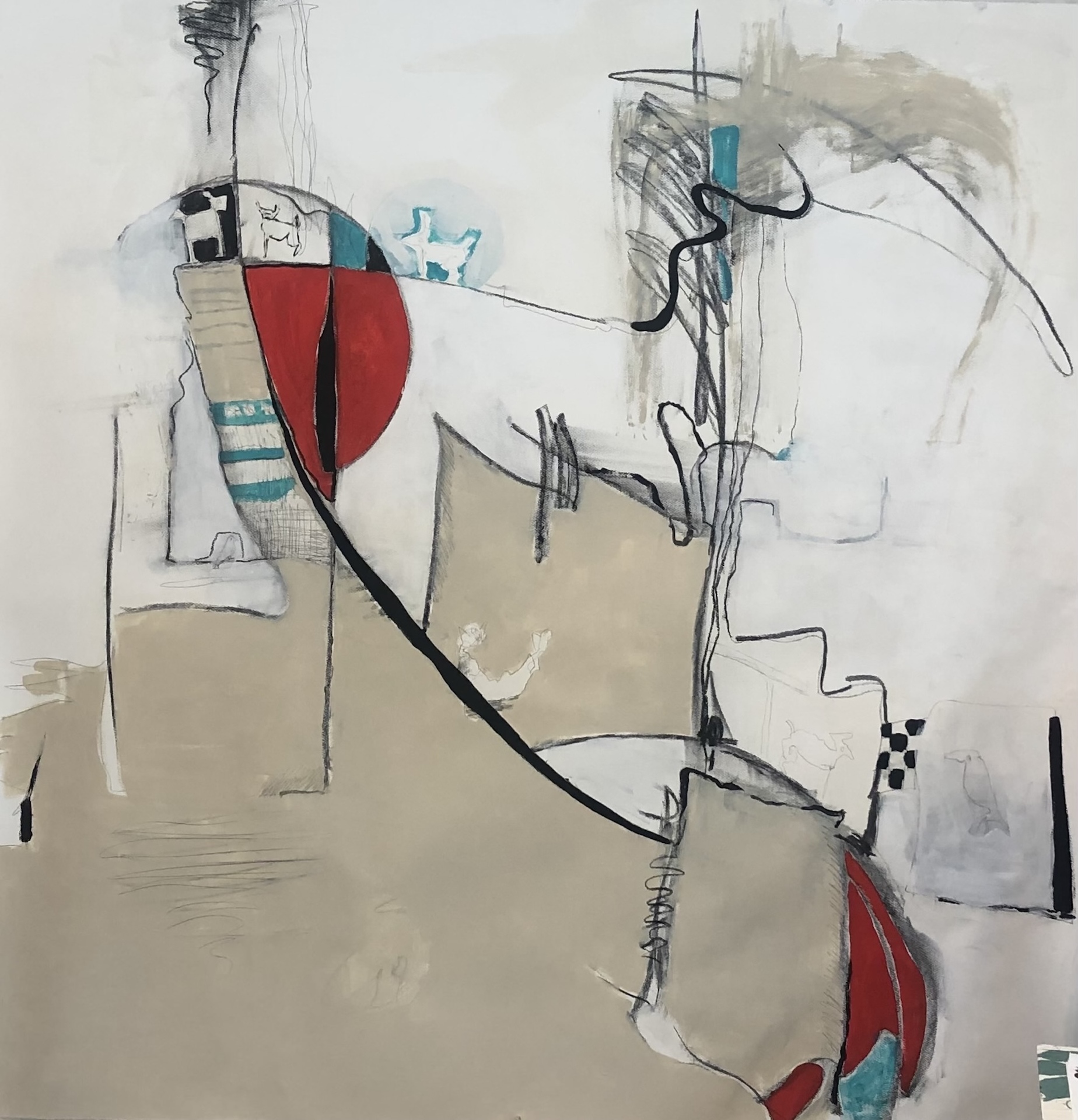 Roberta Dyer, Menagerie, 2024. Acrylic and mixed media, 48 x 48. $3100 Roberta Dyer, Menagerie, 2024. Acrylic and mixed media, 48 x 48. $3100