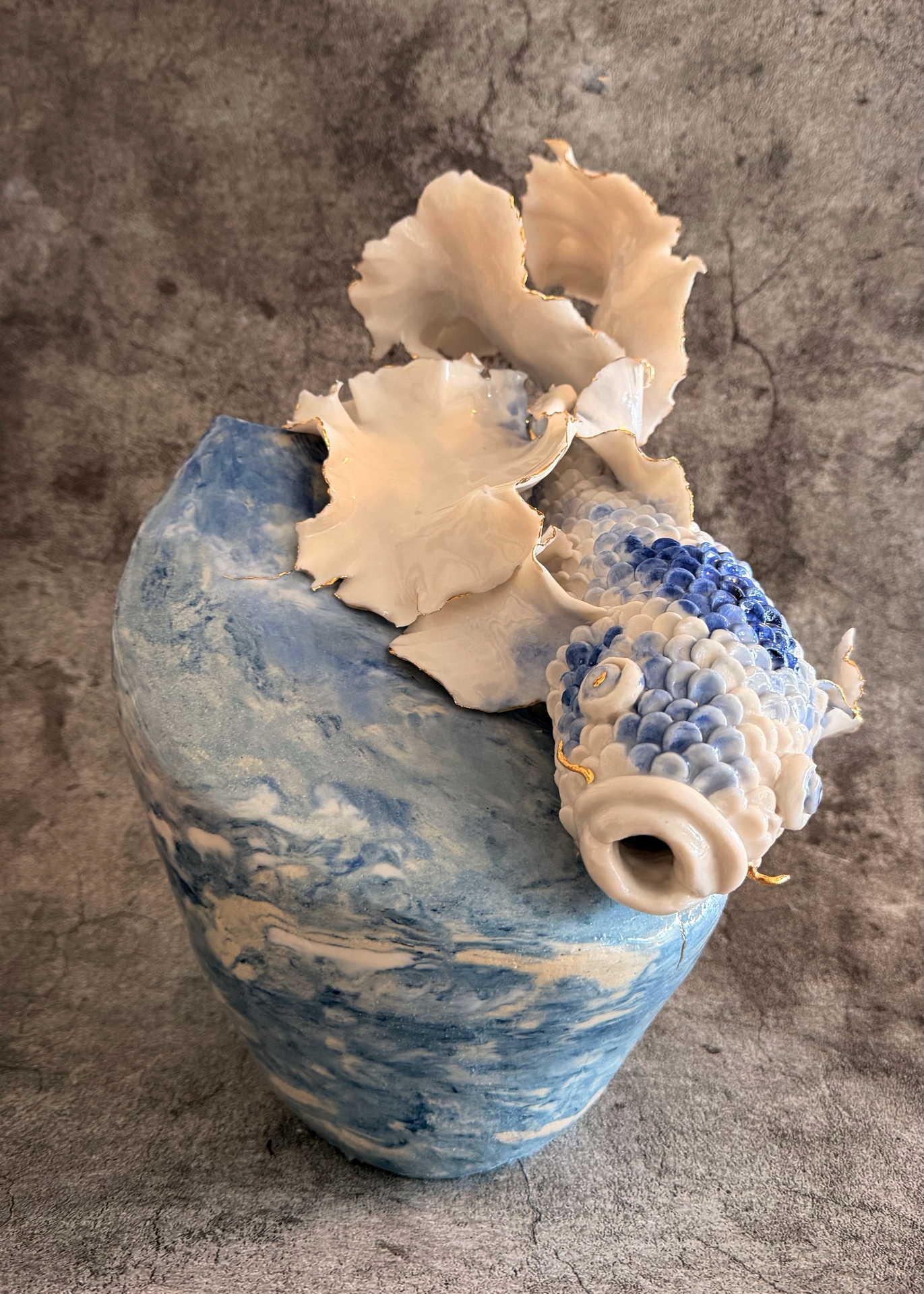 Silvana Barrios, Blue Butterfly Koi, 2025. Ceramic, 13 x 9 x 9. $4390 Silvana Barrios, Blue Butterfly Koi, 2025. Ceramic, 13 x 9 x 9. $4390