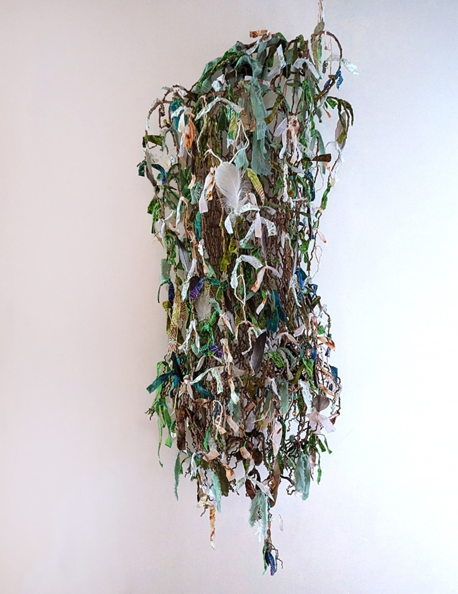 Vicky DeLong, Forest Veil, 2025. Fiber Arts, 50 x 20 x 12. $800 Vicky DeLong, Forest Veil, 2025. Fiber Arts, 50 x 20 x 12. $800