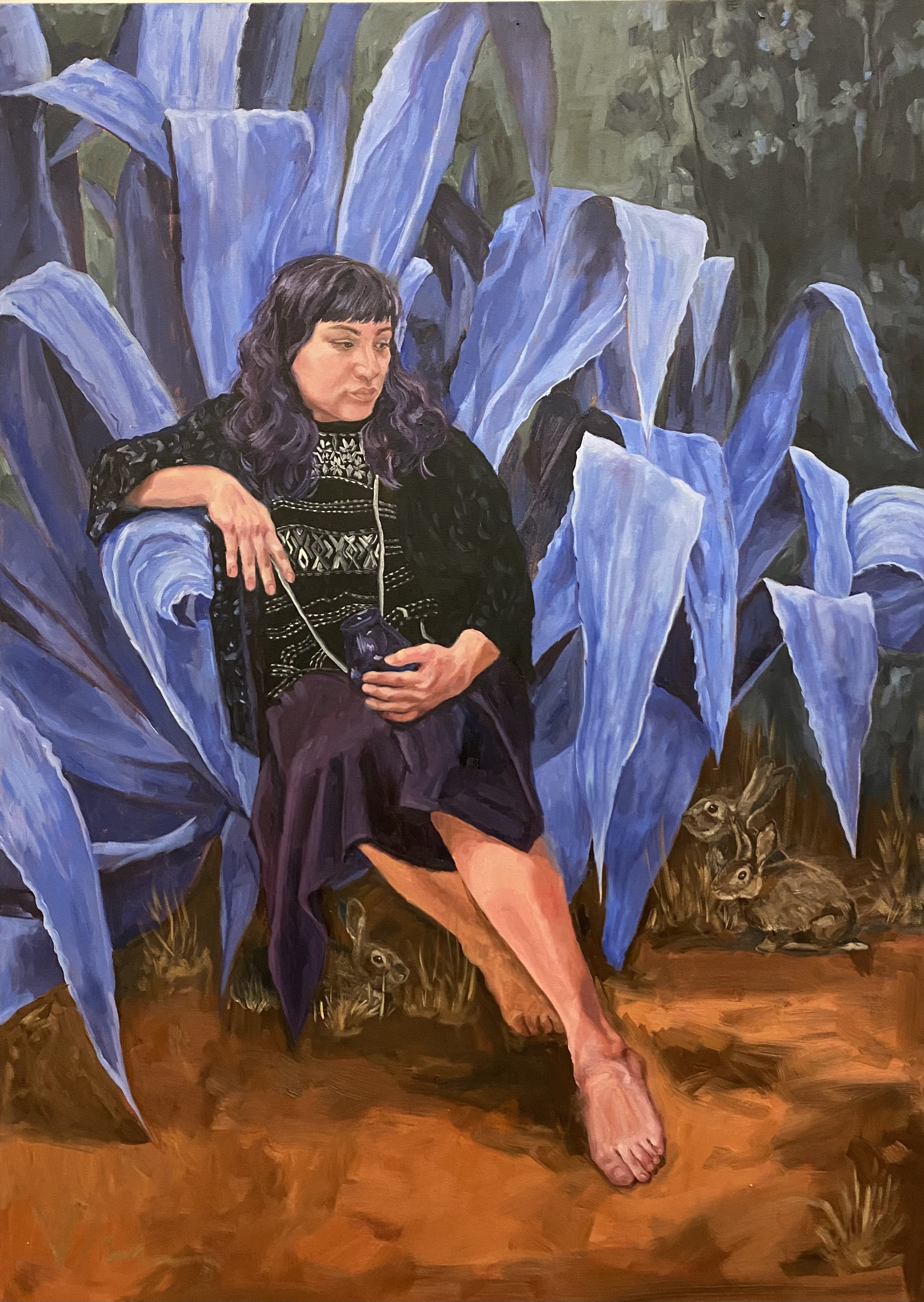 Elizabeth Munzon, Throne of Maguey, 2023. Oil on canvas, 30" x 42".